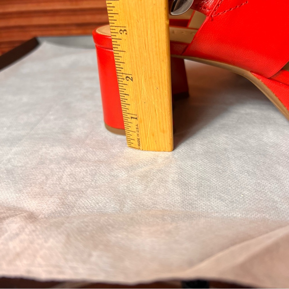 AEROSOLES Bright Red Leather Platform Sandals - Picture 8 of 8